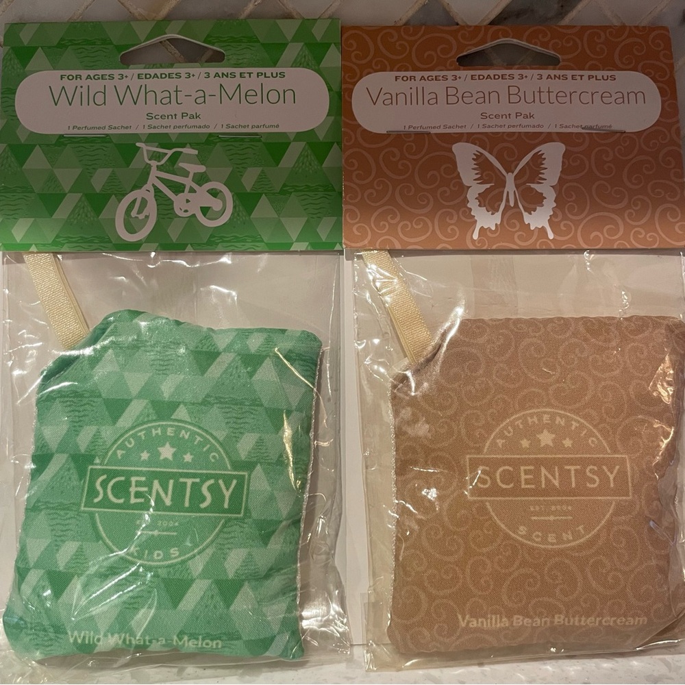 Scentsy Scent Paks Set Of 2 New Sealed Wild Watermelon & Vanilla Bean Buttercrea